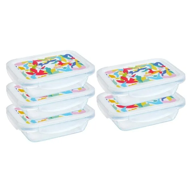 pyrex-cook-go-lunchbox-set-5-teilig-rechteckige-glasdosen-0-8-l-mit-luftdichten- image 1