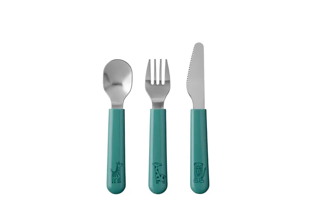mepal-mio-kinderbesteck-set-3-teilig-messer-gabel-l-ffel-deep-turquoise-rostfrei image 1