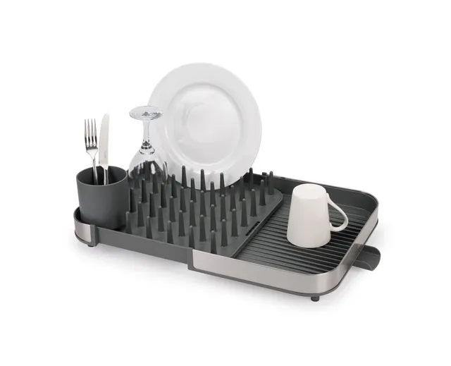 joseph-joseph-duo-expanding-abtropfgestell-aus-edelstahl-erweiterbar-mit-besteck image 1
