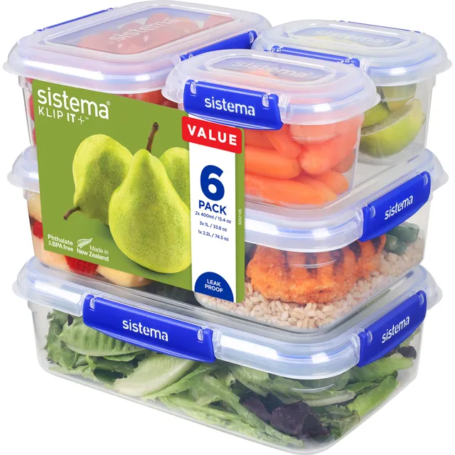 sistema-klip-it-plus-vorratsdosen-set-6-teilig-2-x-400-ml-3-x-1-l-1-x-2-2-l-luft image 1