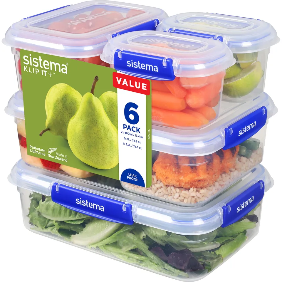 sistema-klip-it-plus-vorratsdosen-set-6-teilig-2-x-400-ml-3-x-1-l-1-x-2-2-l-luft image 1