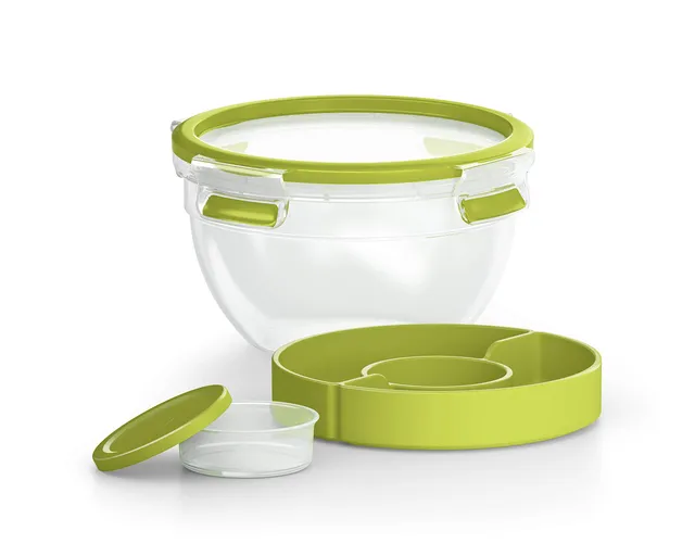 emsa-clip-go-salatbox-2-6-l-runde-frischhaltedose-mit-2-f-chern-frischedichtung- image 1