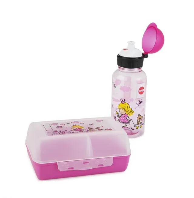 emsa-518137-kids-set-princess-trinkflasche-400-ml-tritan-100-auslaufsicher-brotd image 1