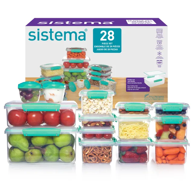 sistema-klip-it-vorratsdosen-set-28-teilig-14-luftdichte-stapelbare-frischhalted image 1