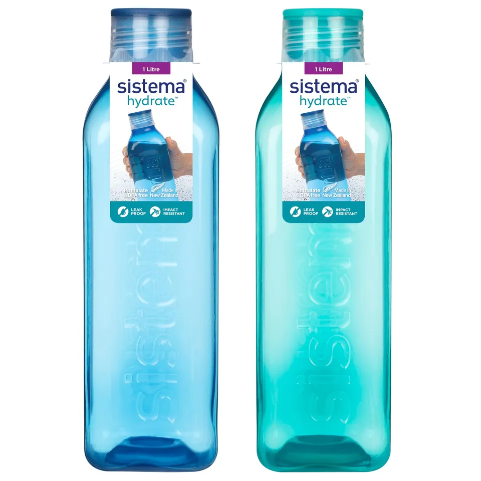sistema-square-trinkflasche-1-liter-2er-set-bpa-freies-tritan-dichter-schraubdec image 1