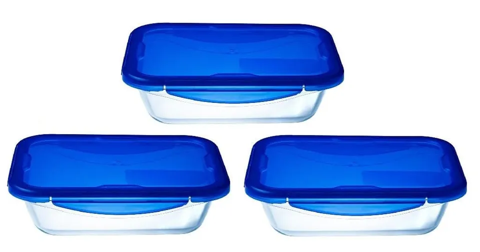 pyrex-cook-go-lunchbox-set-3-rechteckige-glasboxen-0-8-l-mit-luftdichtem-bpa-fre image 1