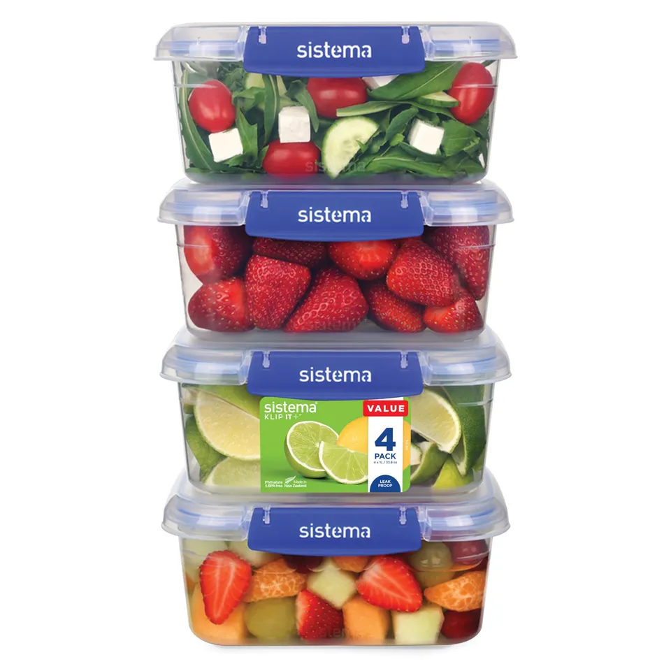 sistema-klip-it-plus-frischhaltedosen-set-4-x-1-l-luftdichte-stapelbare-vorratsd image 1