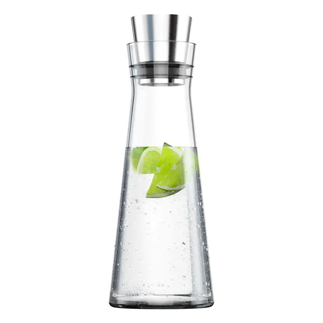 emsa-flow-slim-glaskaraffe-1-liter-mundgeblasenes-glas-mit-edelstahl-verschluss- image 1
