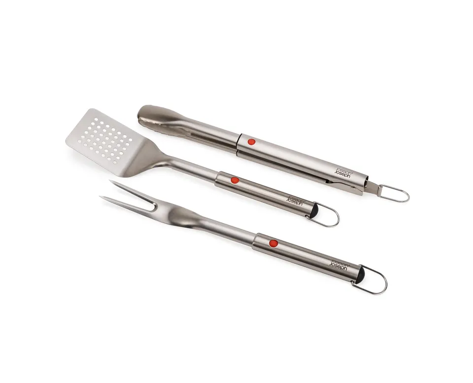 joseph-joseph-grillout-3-teiliges-bbq-utensilien-set-edelstahl-wender-zange-gabe image 1