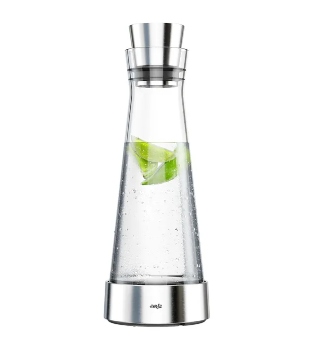 emsa-flow-slim-glaskaraffe-1-liter-mit-k-hlelement-mundgeblasenes-glas-geb-rstet image 1