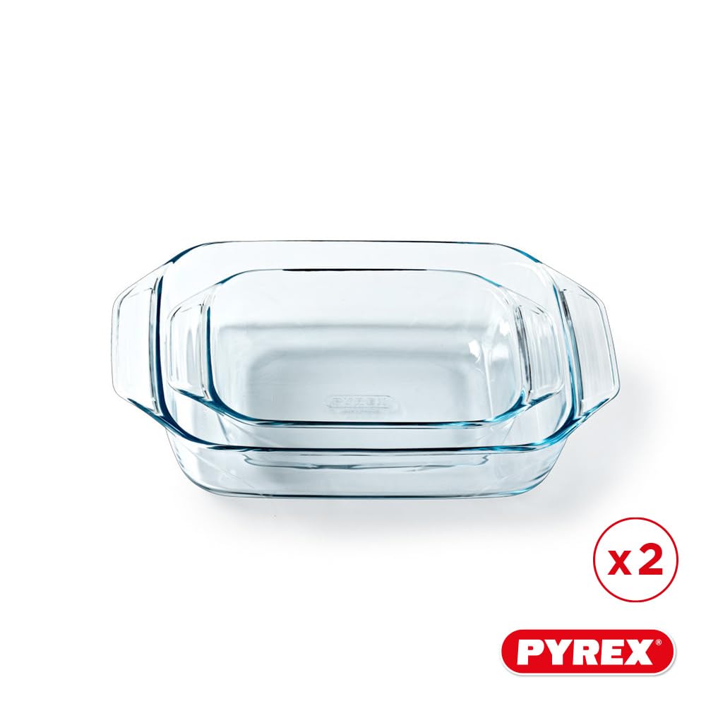 pyrex-borosilikatglas-auflaufformen-set-2-teilig-27-cm-35-cm-mit-breiten-griffen image 2
