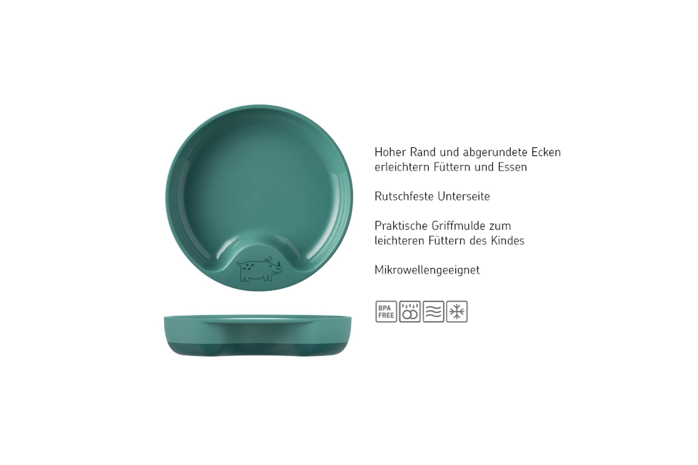 mepal-mio-kinderlernteller-sp-lmaschinengeeignet-bpa-frei-deep-turquoise image 3