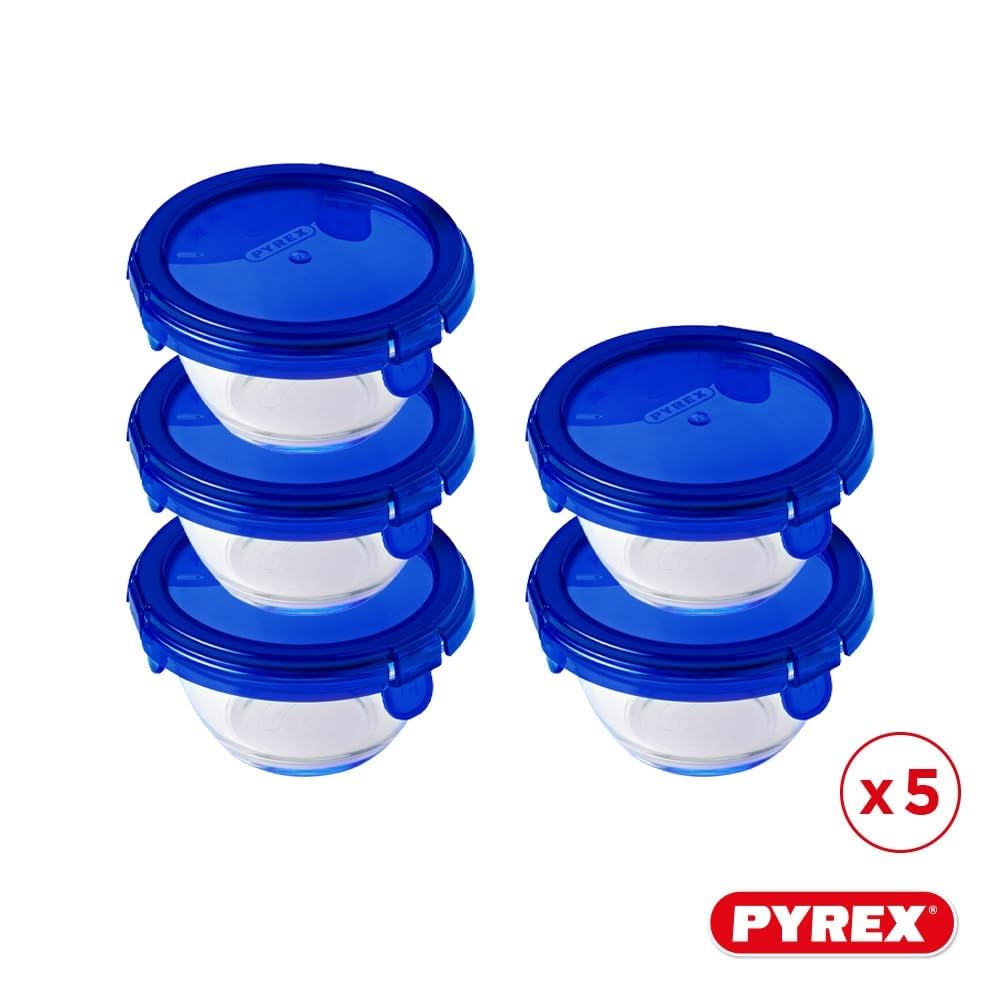 pyrex-cook-go-5er-set-runde-vorratsgl-ser-0-2-l-mit-blauem-luftdichten-deckel-bo image 8