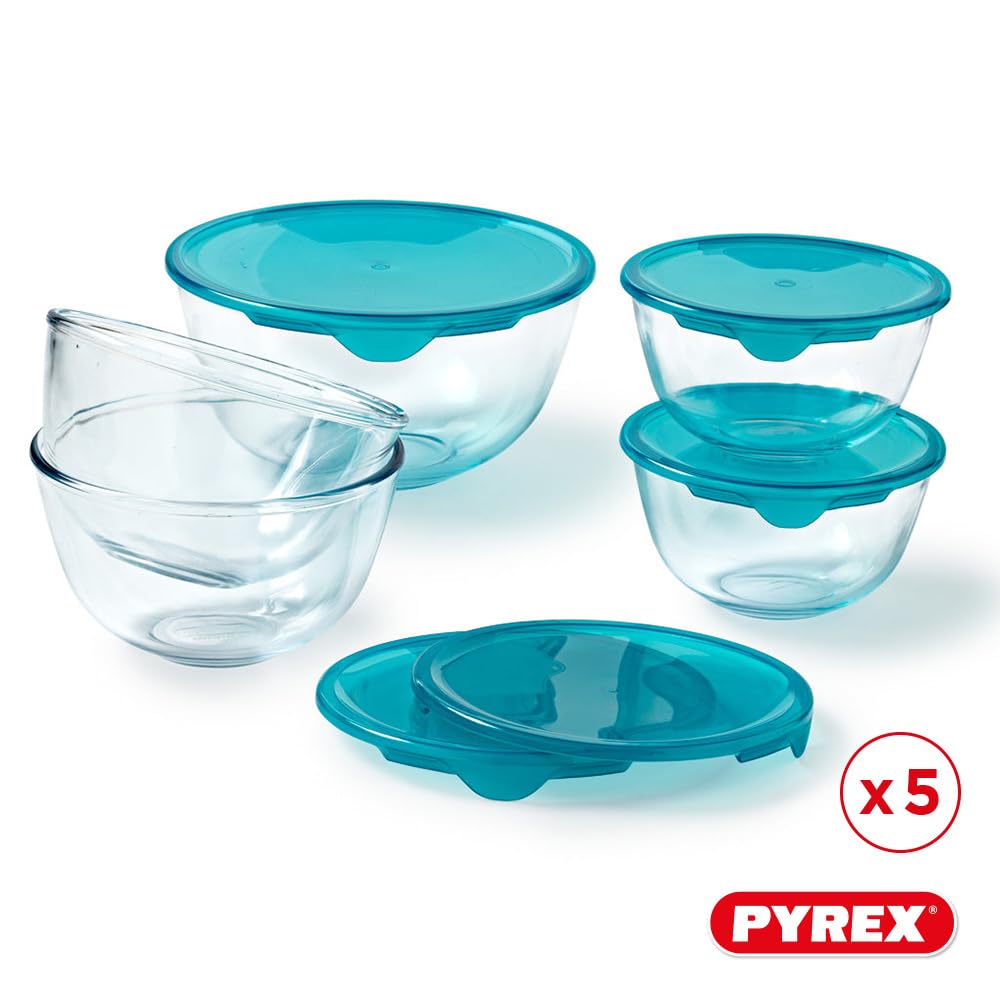 pyrex-5er-set-ruhrsch-sseln-aus-borosilikatglas-mit-deckel-2-x-0-5-l-2-x-1-l-1-x image 2