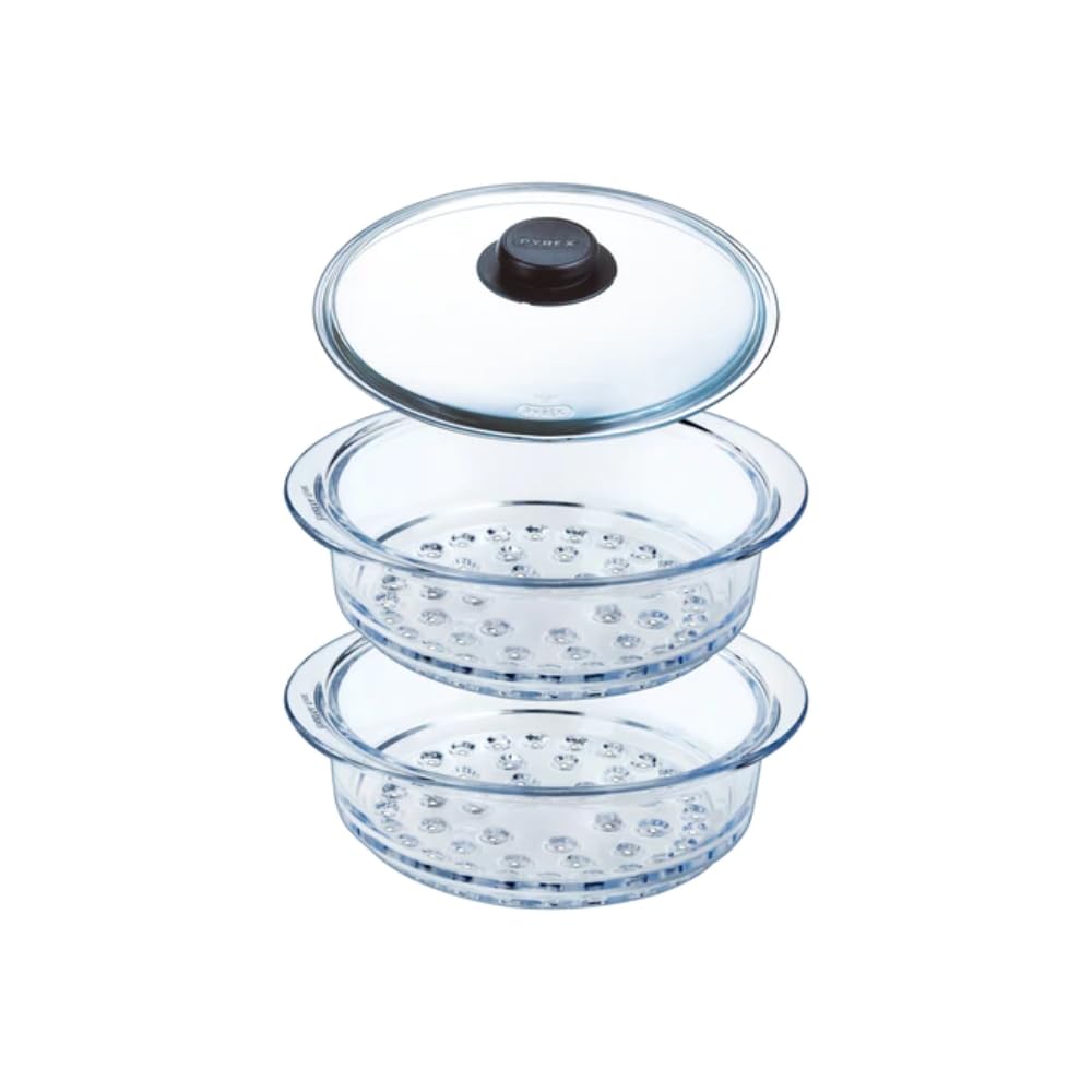 pyrex-alb238-log-dampfgarer-set-2-20-cm-dampfkorb-aus-borosilikatglas-mit-glasde image 1