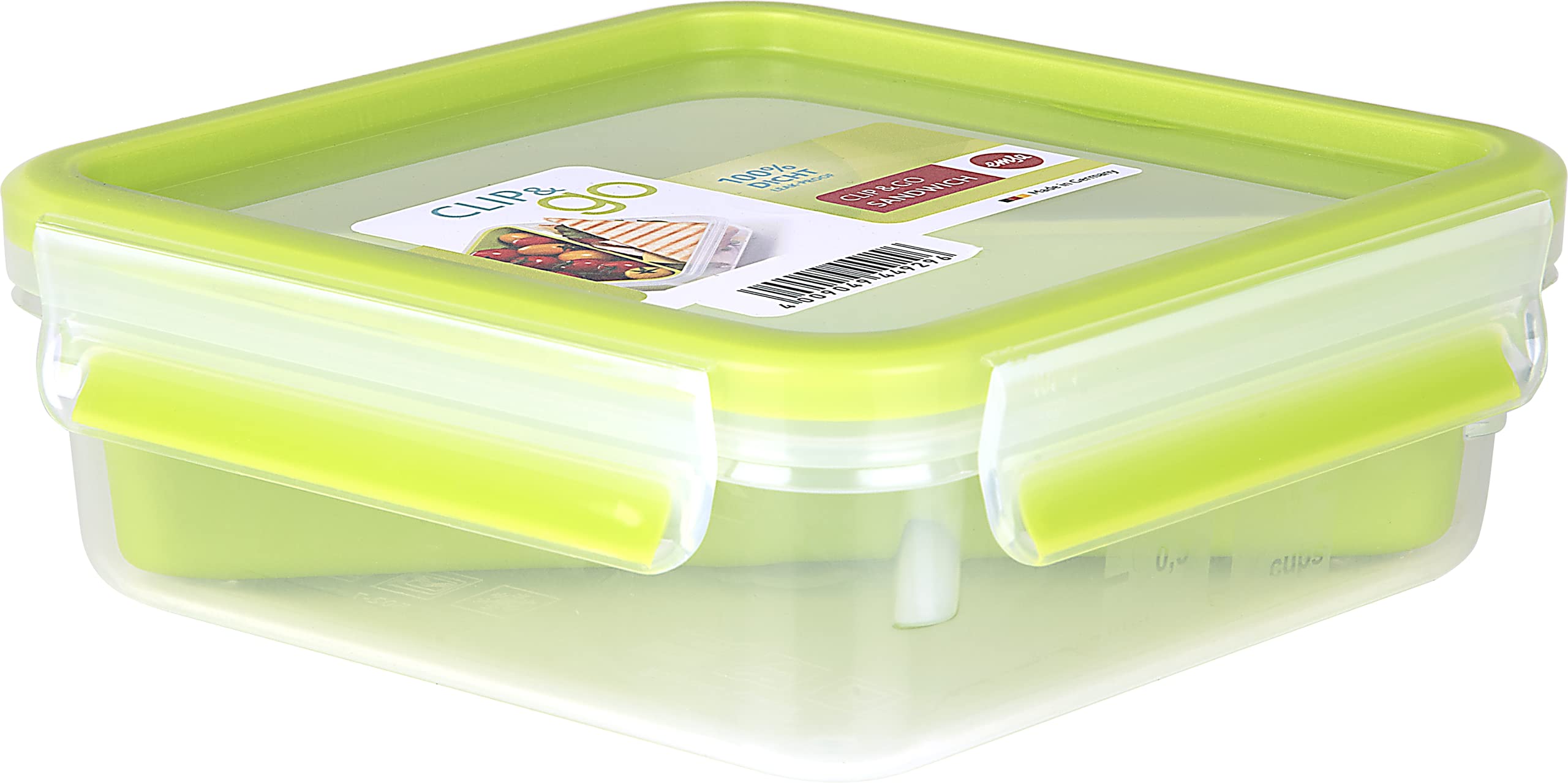 emsa-clip-go-lunchbox-0-85-l-100-dichte-brotdose-mit-eck-einsatz-transparent-hel image 7