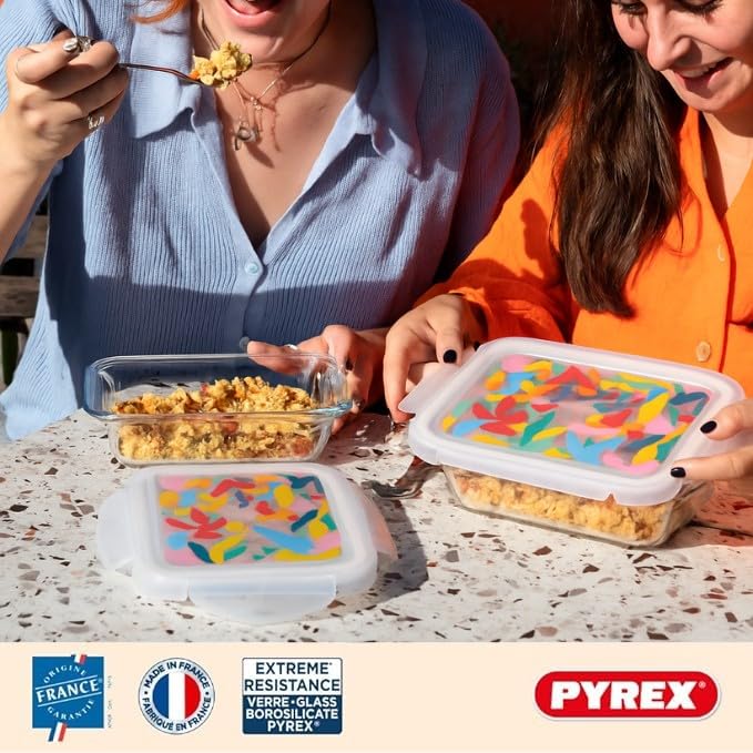 pyrex-cook-go-lunchbox-set-5-teilig-rechteckige-glasdosen-0-8-l-mit-luftdichten- image 2