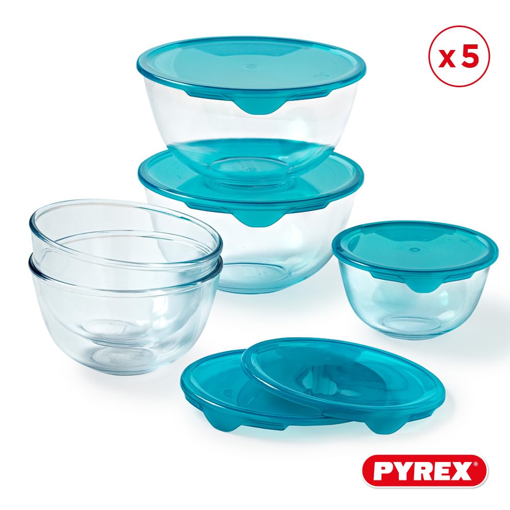 pyrex-5er-set-salatsch-sseln-aus-borosilikatglas-mit-deckeln-2-x-0-5-l-1-x-1-l-2 image 2