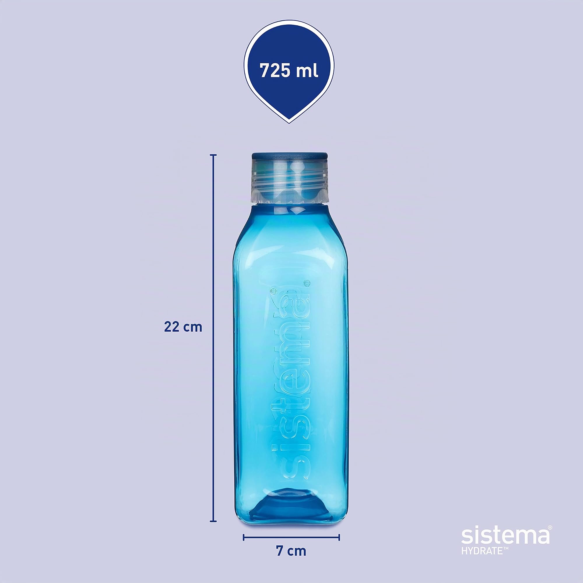 sistema-hydrate-quadratische-wasserflasche-725-ml-bpa-freie-trinkflasche-mit-dic image 5