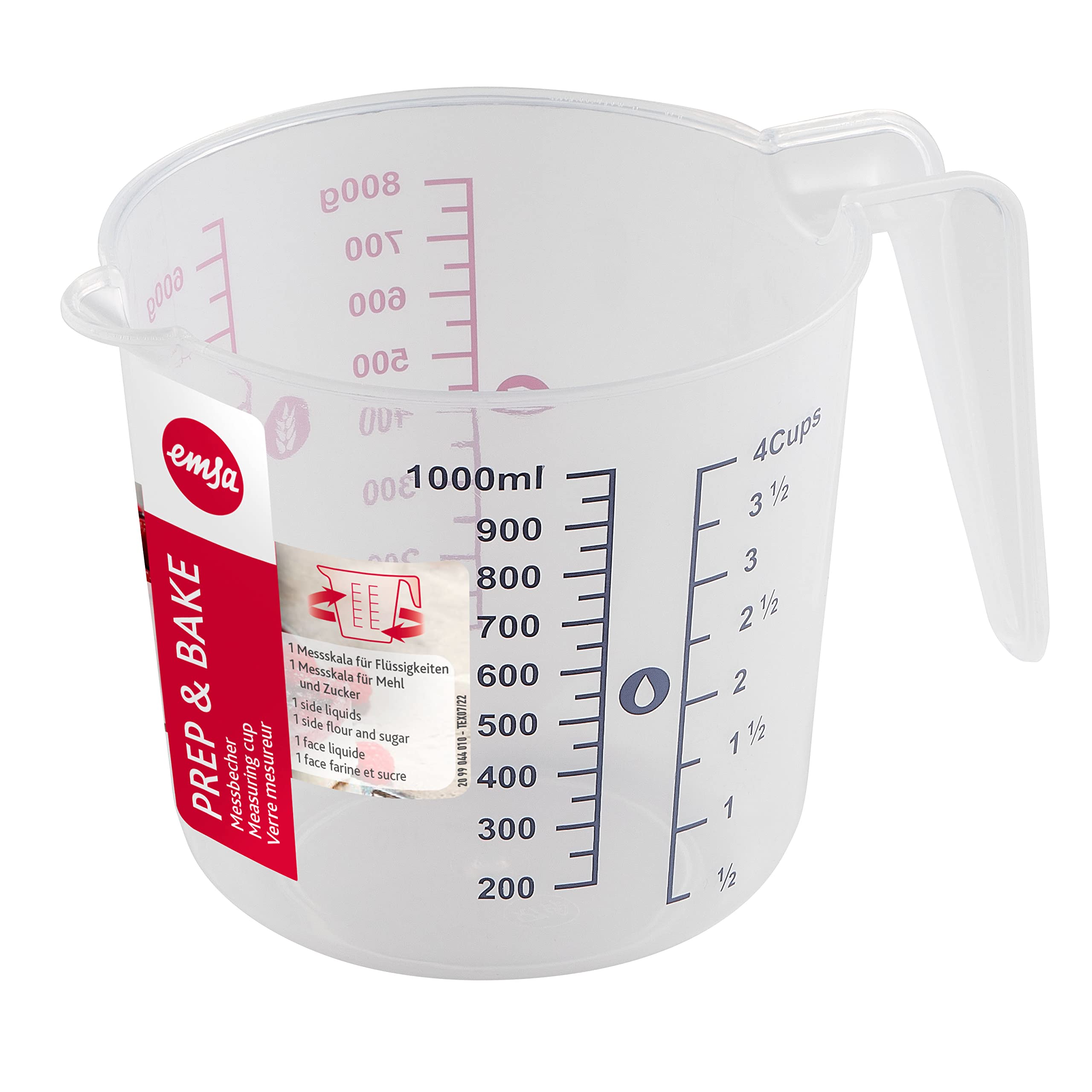 emsa-prep-bake-kunststoff-messbecher-1-liter-doppelte-skalierung-f-r-feste-und-f image 2