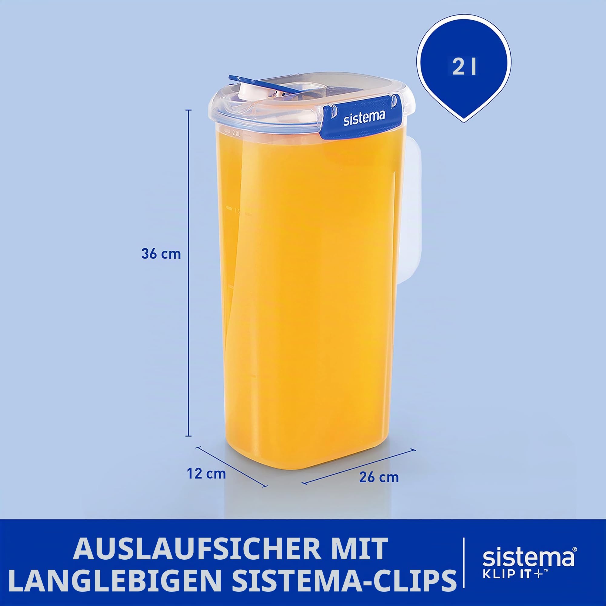 sistema-klip-it-plus-saftkrug-2-l-auslaufsicherer-kunststoffkrug-mit-clip-deckel image 2