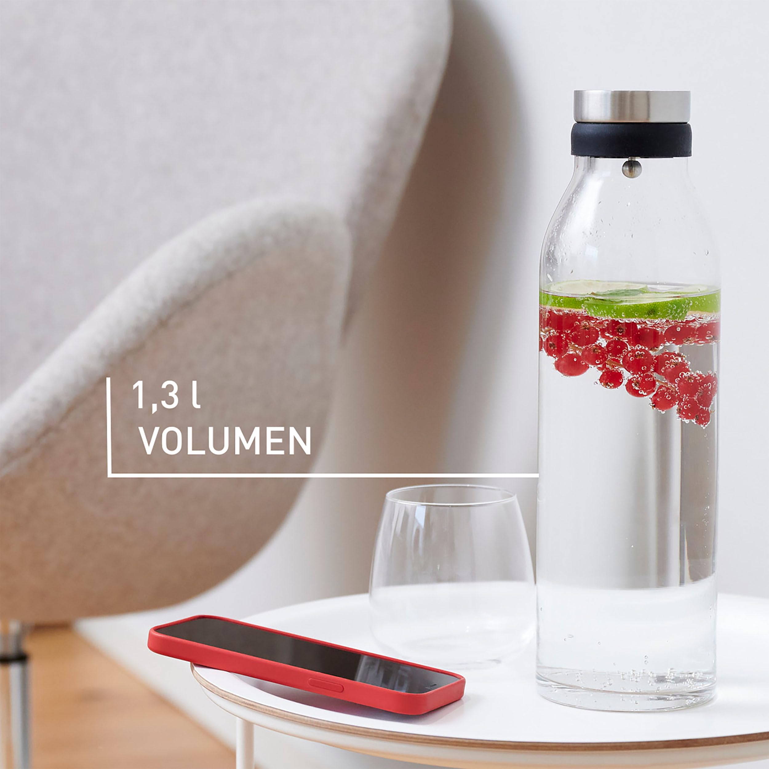 emsa-flow-bottle-karaffe-n4160600-1-3-l-mundgeblasenes-glas-mit-18-10-edelstahl- image 3