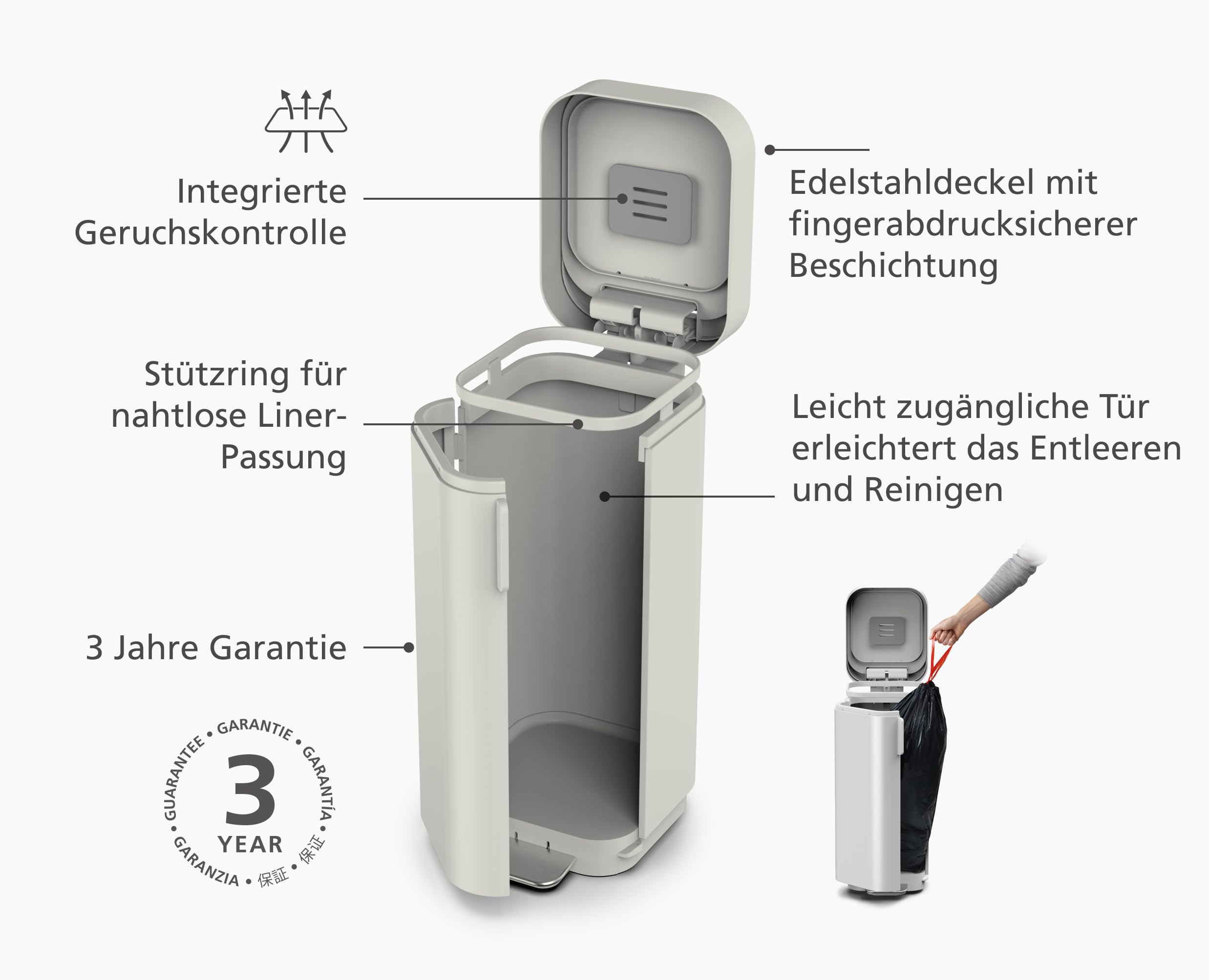 joseph-joseph-porta-treteimer-40-l-mit-frontt-r-leicht-zu-entleeren-aktivkohlefi image 4