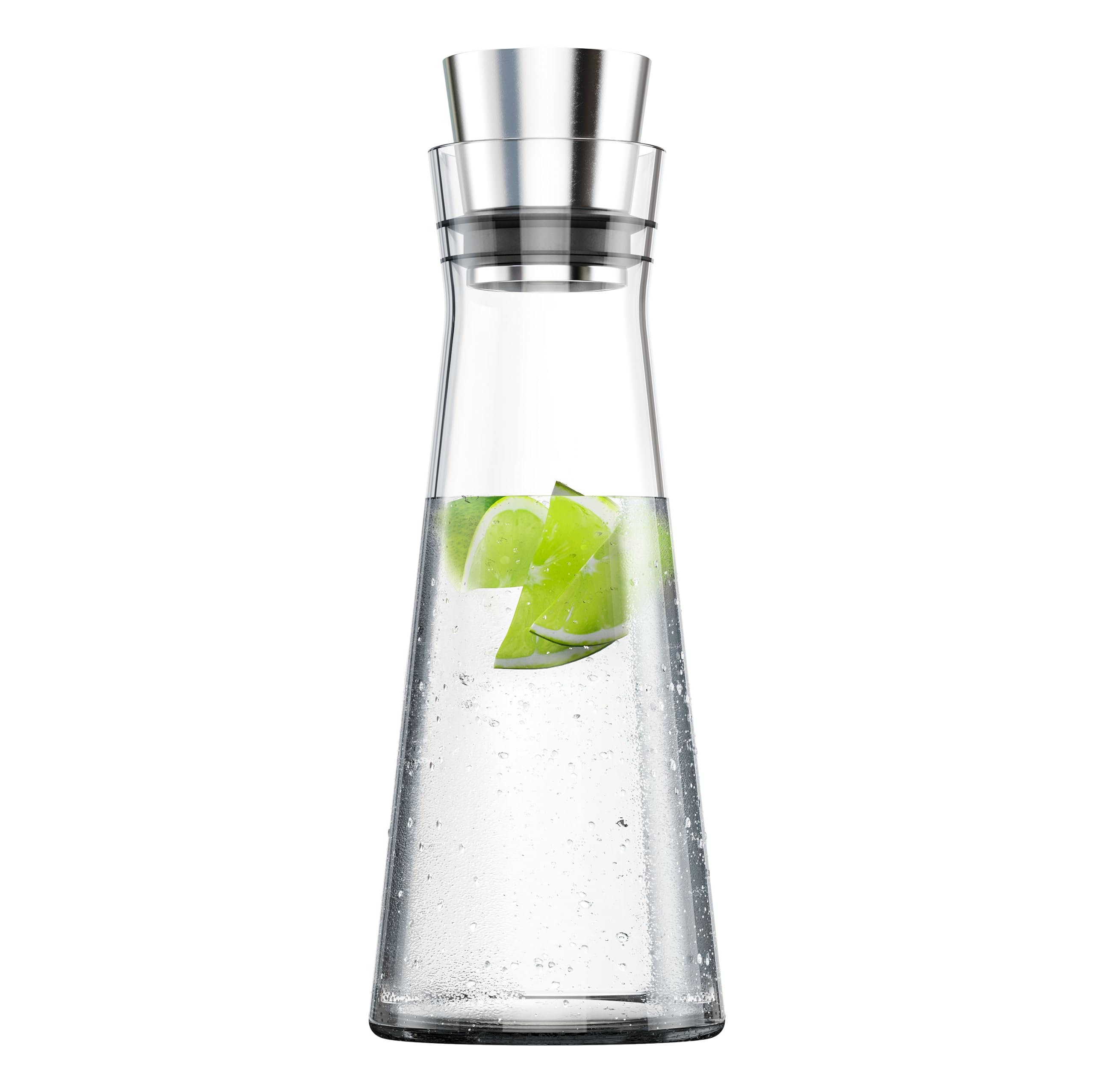 emsa-flow-slim-glaskaraffe-1-liter-mundgeblasenes-glas-mit-edelstahl-verschluss- image 1