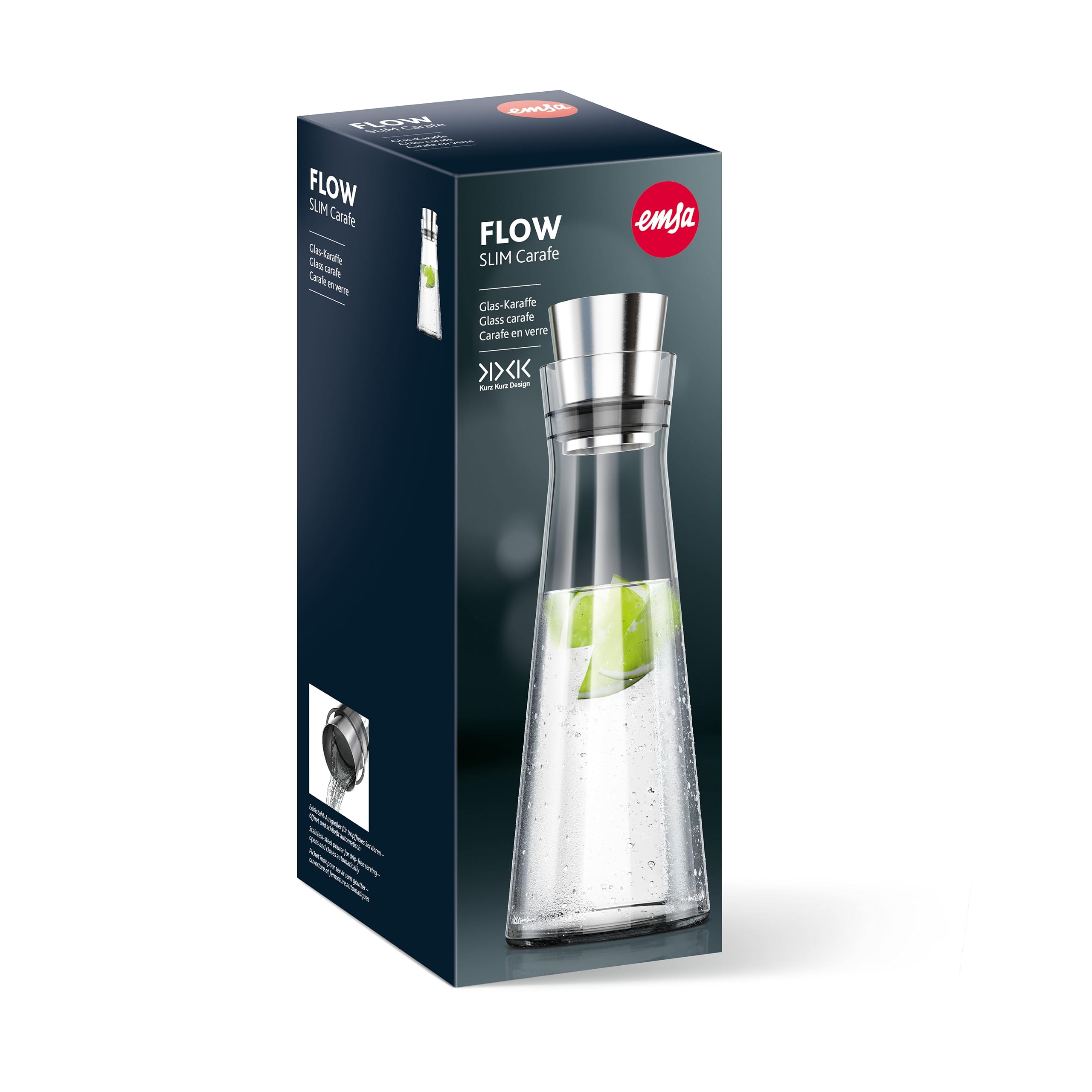emsa-flow-slim-glaskaraffe-1-liter-mundgeblasenes-glas-mit-edelstahl-verschluss- image 7