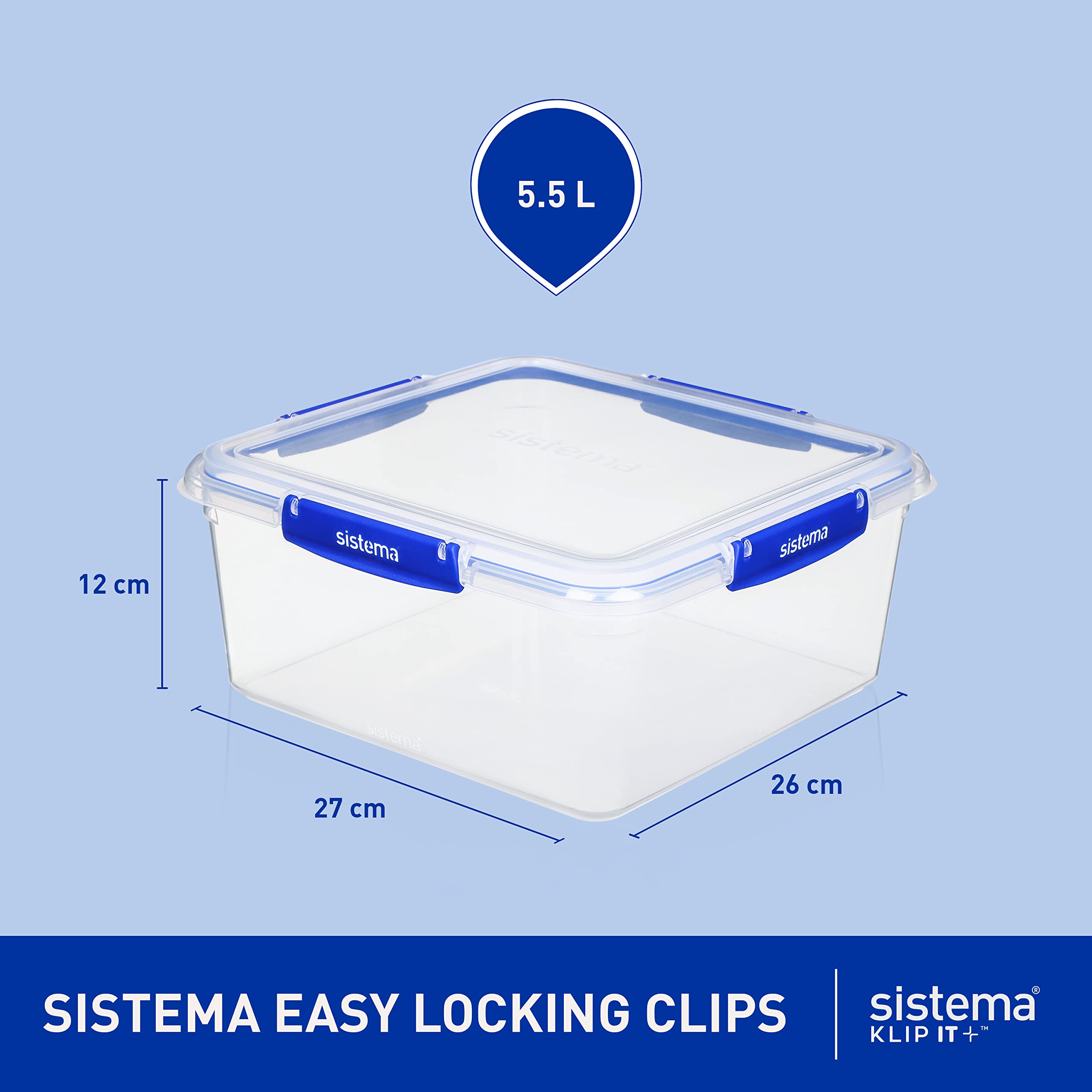 sistema-klip-it-plus-frischhaltedose-5-5-l-quadratisch-stapelbare-luftdichte-vor image 2