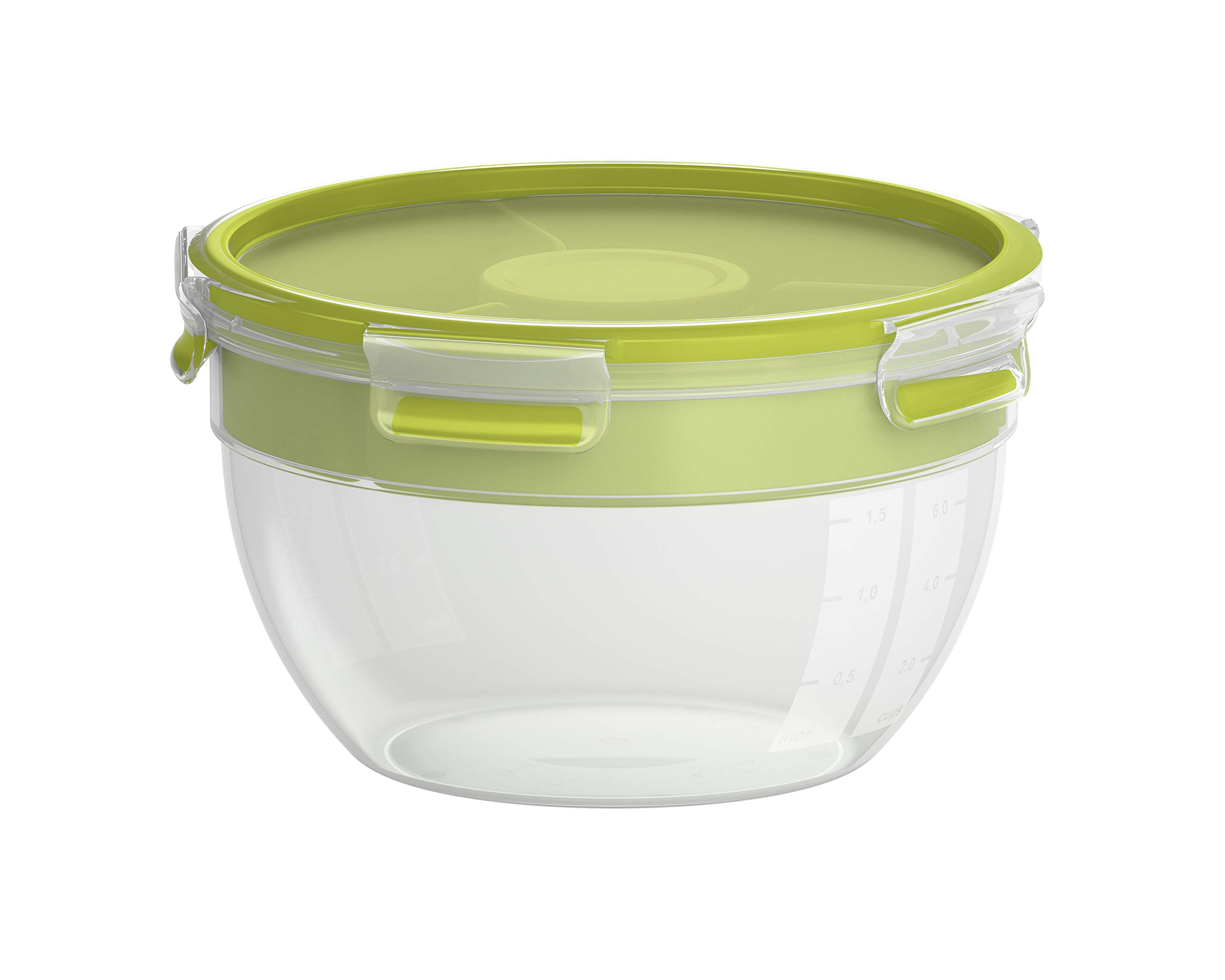 emsa-clip-go-salatbox-2-6-l-runde-frischhaltedose-mit-2-f-chern-frischedichtung- image 2