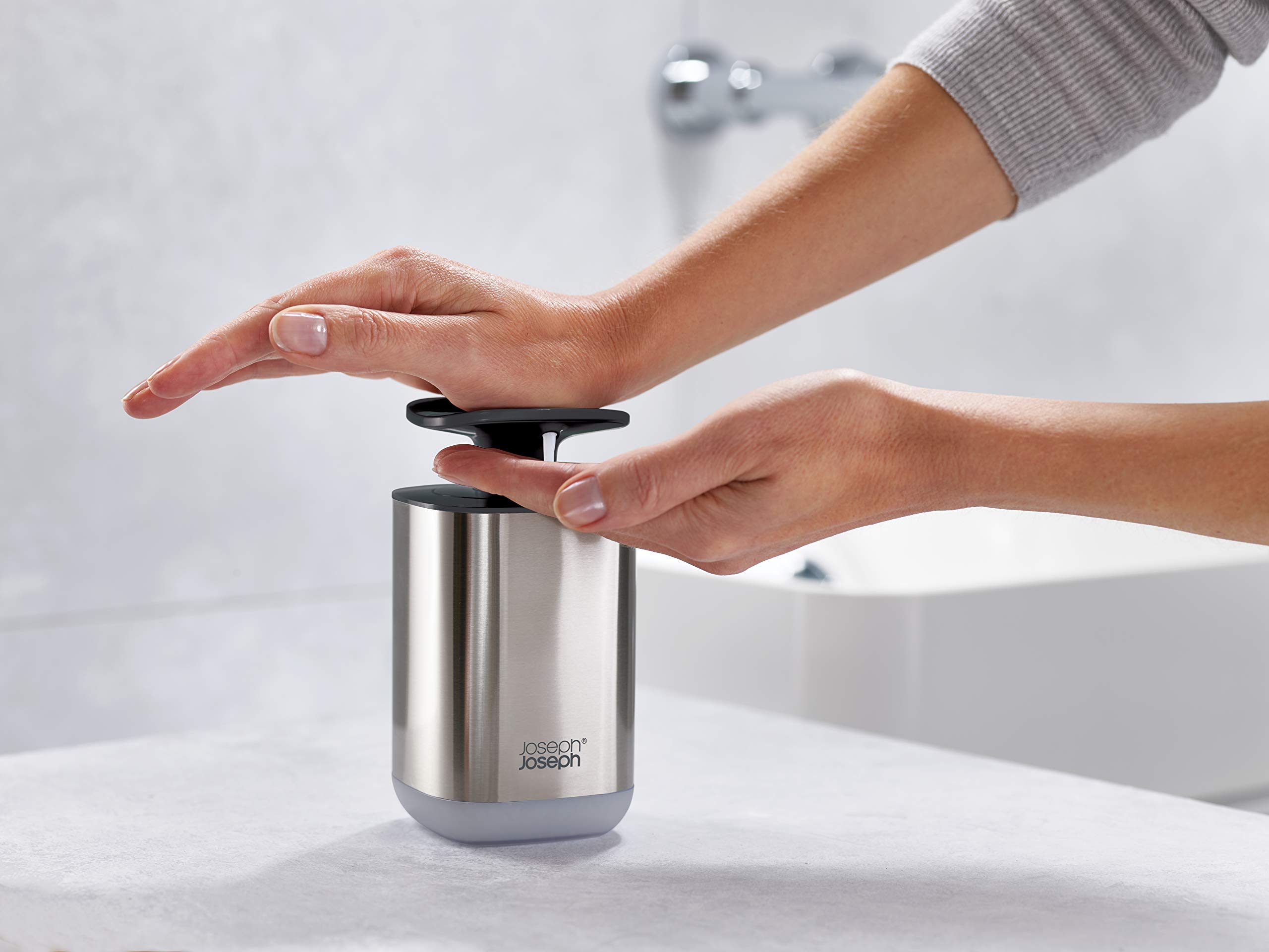 joseph-joseph-presto-edelstahl-seifenspender-hygienischer-easy-push-pumpenkopf-m image 2