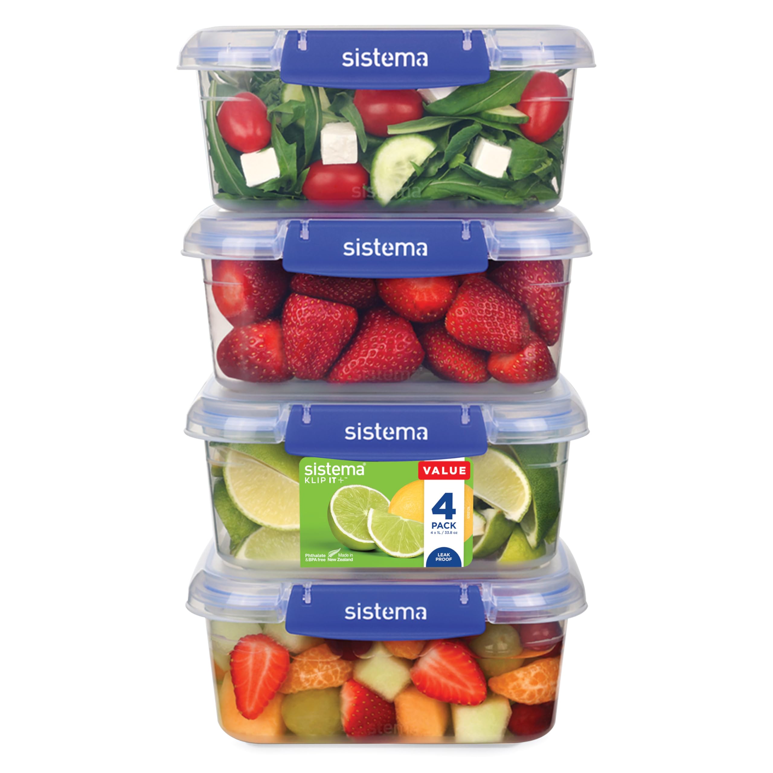 sistema-klip-it-plus-frischhaltedosen-set-4-x-1-l-luftdichte-stapelbare-vorratsd image 1