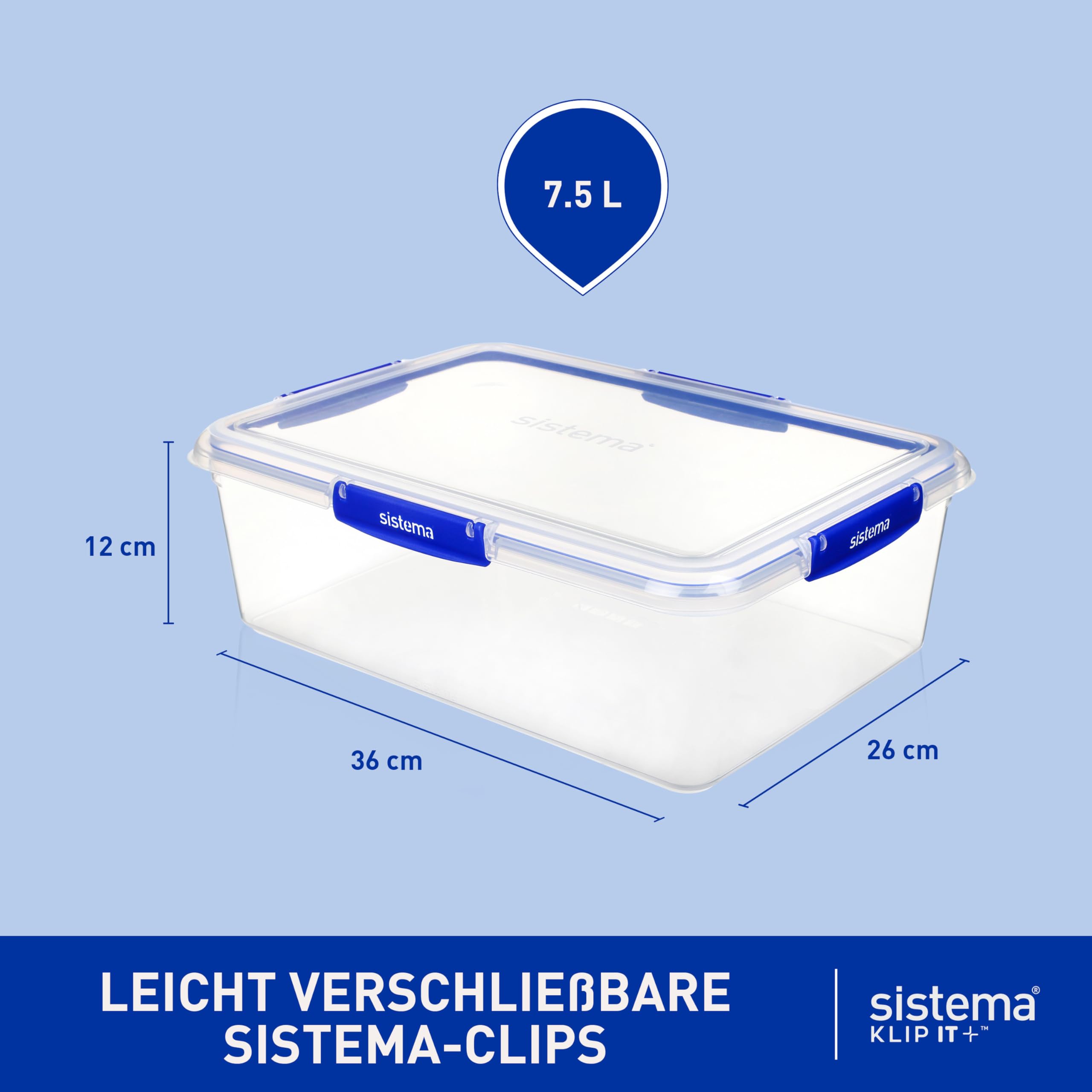 sistema-klip-it-plus-frischhaltedose-7-5-l-rechteckig-luftdichte-stapelbare-vorr image 3