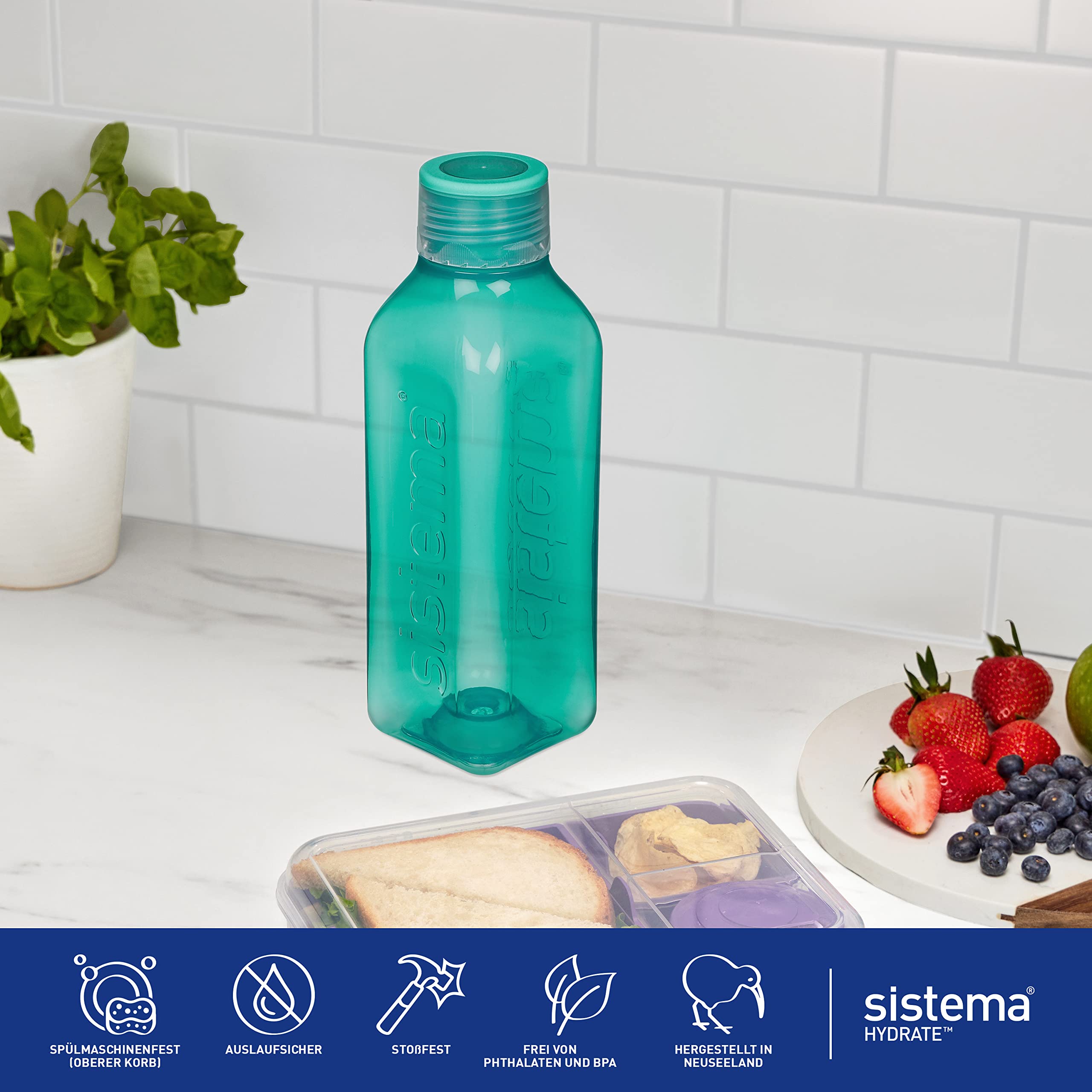 sistema-hydrate-quadratische-wasserflasche-725-ml-bpa-freie-trinkflasche-mit-dic image 6