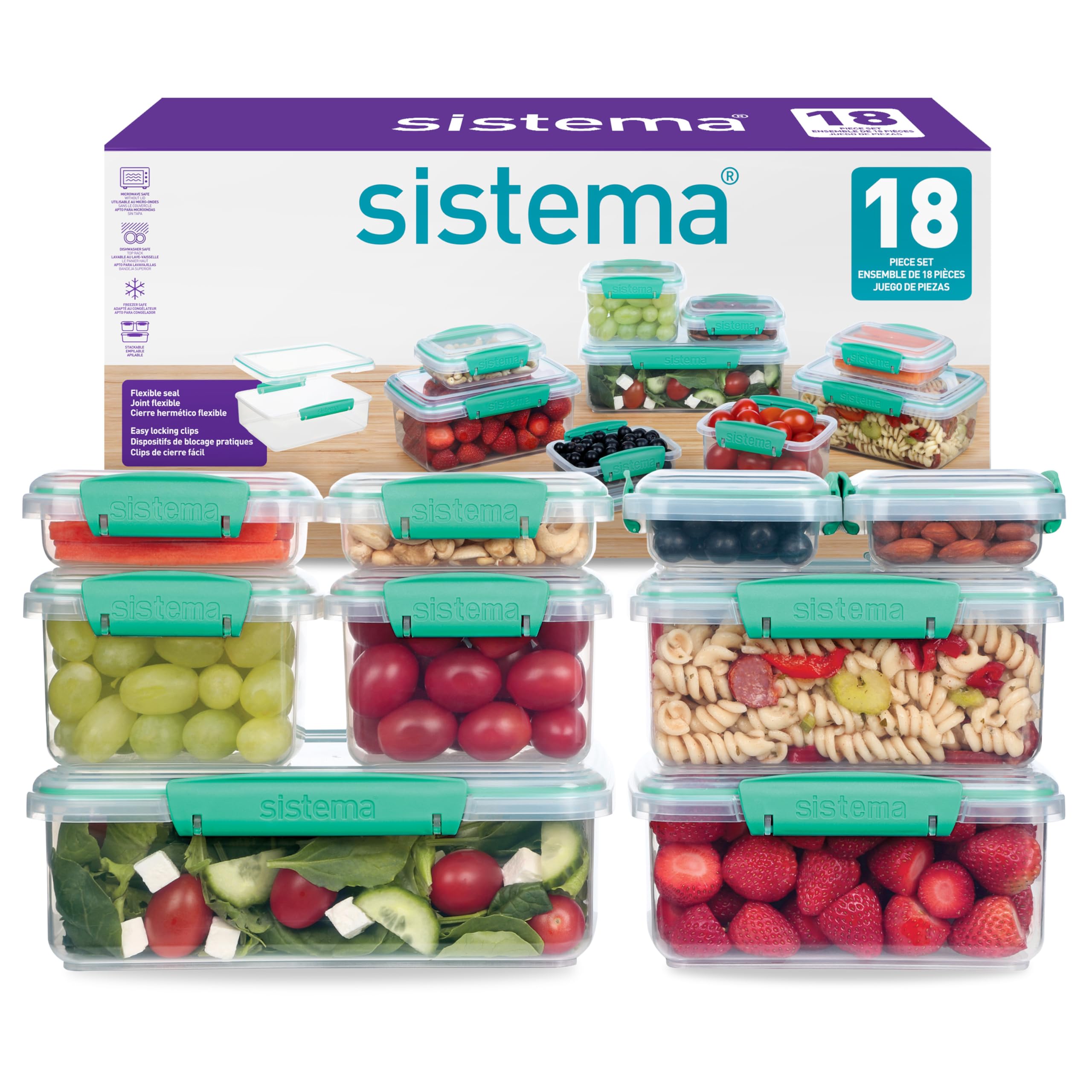 sistema-klip-it-vorratsdosen-set-28-teilig-14-luftdichte-stapelbare-frischhalted image 8